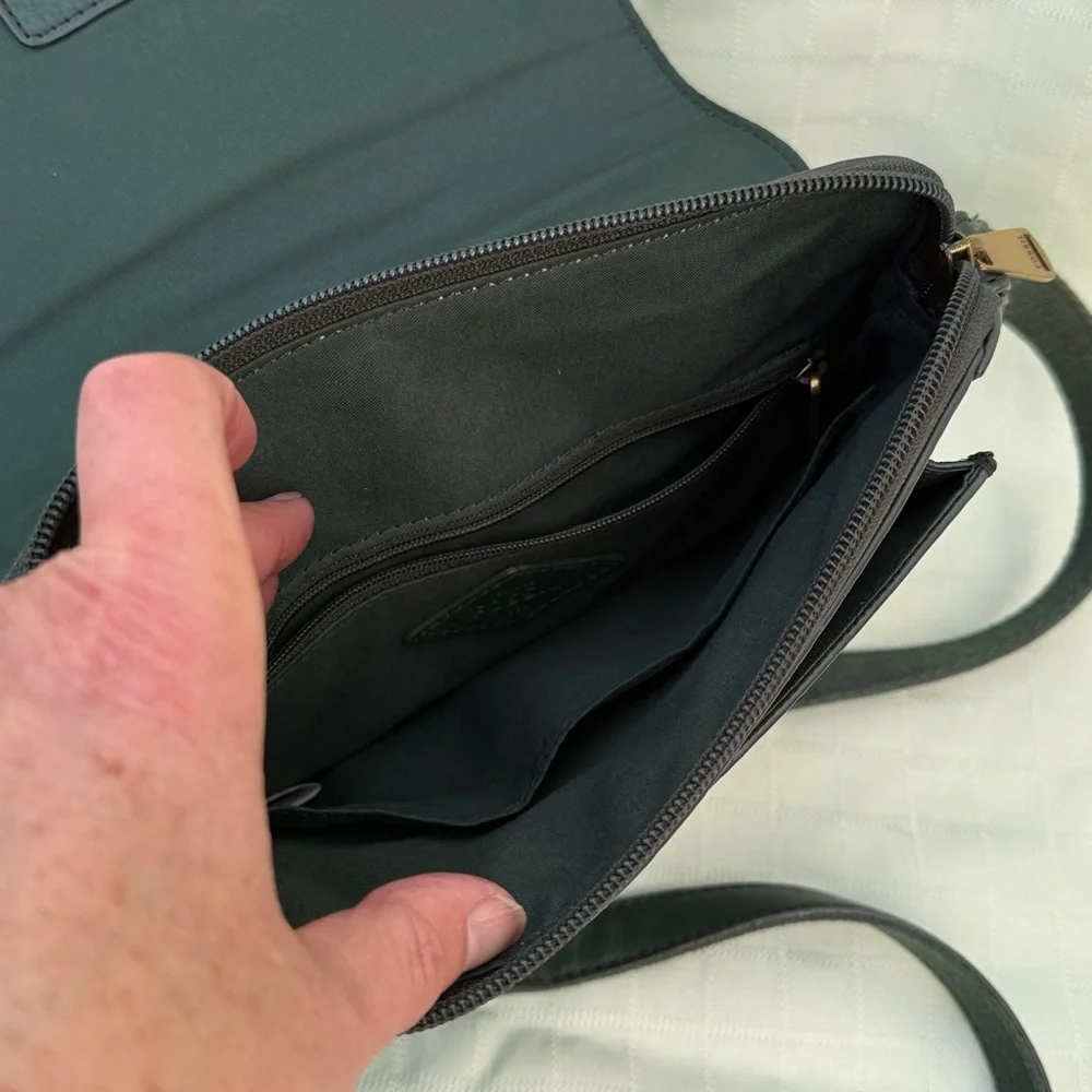 Fossil Teal Green Leather Crossbody Bag